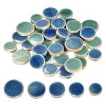 MECCANIXITY 200g Ceramic Mosaic Tiles for Crafts Bulk, Round Ice Crack Blue Green Ceramic Tiles for Mosaic Kits Garden Stepping Stone Cup Mat