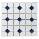 Merola Tile Oxford Matte White w/Cobalt Dot 11-3/8" x 11-3/8" Porcelain Floor and Wall Tile