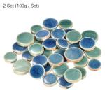 MECCANIXITY 200g Ceramic Mosaic Tiles for Crafts Bulk, Round Ice Crack Blue Green Ceramic Tiles for Mosaic Kits Garden Stepping Stone Cup Mat