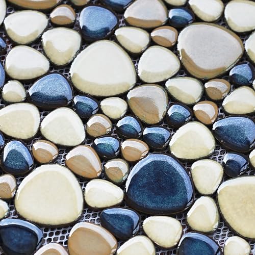 Elephantile Brown Blue Pebble Shower Floor Tile