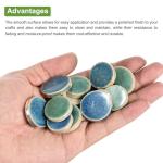 MECCANIXITY 200g Ceramic Mosaic Tiles for Crafts Bulk, Round Ice Crack Blue Green Ceramic Tiles for Mosaic Kits Garden Stepping Stone Cup Mat