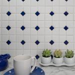 Merola Tile Oxford Matte White w/Cobalt Dot 11-3/8" x 11-3/8" Porcelain Floor and Wall Tile
