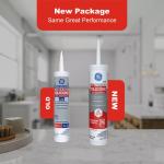 GE Silicone Caulk for Tub & Tile Kitchen & Bath, Clear, 10 fl oz Cartridge, 1 Pack - 100% Waterproof Silicone Sealant, Excellent Flexibility, Shrink & Crack Proof