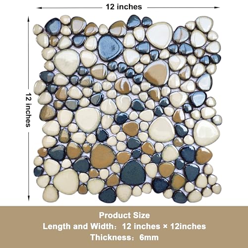 Elephantile Brown Blue Pebble Shower Floor Tile