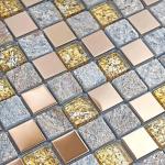 Gray Stone and Rose Gold Shower Floor Tile