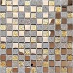 Gray Stone and Rose Gold Shower Floor Tile