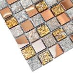 Gray Stone and Rose Gold Shower Floor Tile
