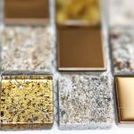 Gray Stone and Rose Gold Shower Floor Tile