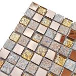 Gray Stone and Rose Gold Shower Floor Tile