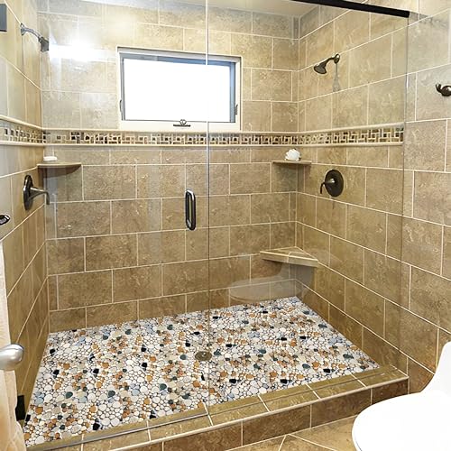Beige Tan Brown Pebble Mosaic Tile Sheets