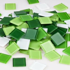 Quancru 121 Pcs Bulk Glass Mosaic Tiles 1 inch Crystal Small Mosaic Tiles Modern Interior Wall Tiles DIY Jigsaw Bathroom Mosaic Backsplash (Green Series)