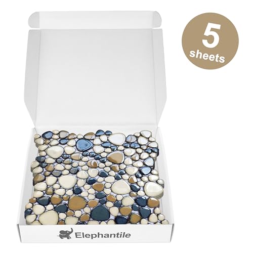 Elephantile Brown Blue Pebble Shower Floor Tile
