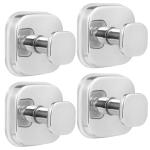 warlve Suction Cup Hooks for Shower - Reusable No-Drill Mounting - Hooks for Towels, Robes & Loofah on Metal, Glass, Mirrors, Tile & Smooth Non-Porous Surfaces (4, Chrome Polished)