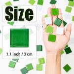 Quancru 121 Pcs Bulk Glass Mosaic Tiles 1 inch Crystal Small Mosaic Tiles Modern Interior Wall Tiles DIY Jigsaw Bathroom Mosaic Backsplash (Green Series)