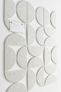 VIVELDA Large Bulletin Board Kit 48x36- Minimalist Wall Art to Replace Your Old Cork Boards for Walls for Office Decor - 24-Pack Semi-Circle Felt Wall Tiles for Home Office Décor (Limestone)