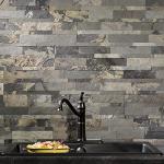 Aspect Peel and Stick Stone Overlay Kitchen Backsplash - Medley Slate (5.9" x 23.6" x 1/8" Panel - Approx. 1 sq ft) - Easy DIY Tile Backsplash