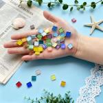 1100pcs Mixed Colors Glass Mosaic Tiles, DIY Mosaic Tiles for Crafts, 2.2lbs Crystal Stained Glass Tiles, Children Handmade DIY Art Craft Projects for Home Decoration