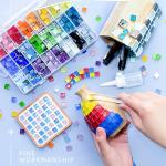 1100pcs Mixed Colors Glass Mosaic Tiles, DIY Mosaic Tiles for Crafts, 2.2lbs Crystal Stained Glass Tiles, Children Handmade DIY Art Craft Projects for Home Decoration