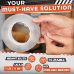 1.18" X 235" Heavy Duty Clear Double Sided Tape – Strong Double Sided Adhesive Tape – Wall Decoration, DIY, Office and Home Projects, No Tools Needed | Works on Tile, Glass, Wood, Metal, and Plastic