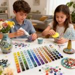 1100pcs Mixed Colors Glass Mosaic Tiles, DIY Mosaic Tiles for Crafts, 2.2lbs Crystal Stained Glass Tiles, Children Handmade DIY Art Craft Projects for Home Decoration