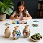 1100pcs Mixed Colors Glass Mosaic Tiles, DIY Mosaic Tiles for Crafts, 2.2lbs Crystal Stained Glass Tiles, Children Handmade DIY Art Craft Projects for Home Decoration