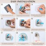 warlve Suction Cup Hooks for Shower - Reusable No-Drill Mounting - Hooks for Towels, Robes & Loofah on Metal, Glass, Mirrors, Tile & Smooth Non-Porous Surfaces (4, Chrome Polished)