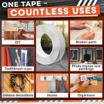 1.18" X 235" Heavy Duty Clear Double Sided Tape – Strong Double Sided Adhesive Tape – Wall Decoration, DIY, Office and Home Projects, No Tools Needed | Works on Tile, Glass, Wood, Metal, and Plastic