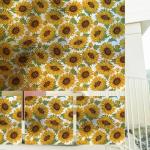 Flortlias Pre Cut Square Window Privacy Film Tiles, Frosted Stained Glass Window Cling Static Cling for Bathroom Glass Door UV Protection, Summer Sunflower 12 Tiles