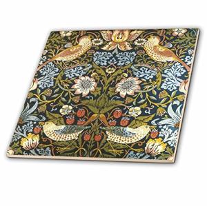 3dRose William Morris Strawberry Thief Pattern - Ceramic Tile, 6-Inch (ct_219390_2),Multicolor