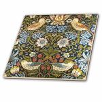 3dRose William Morris Strawberry Thief Pattern - Ceramic Tile, 6-Inch (ct_219390_2),Multicolor