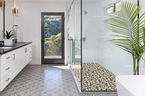 Elephantile Brown Blue Pebble Shower Floor Tile