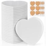 24 Pieces Sublimation Coasters, GOH DODD Glossy Ceramic Tiles Glazed Blanks with Cork for Valentine‘s Day DIY Alcohol Ink Heat Transfer Painting Housewarming Gifts Wedding Arts Crafts, Heart, 4 Inch