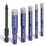 6 Pcs Diamond Drill Bit Set for Porcelain, Tile, Ceramic, Pots, Glass, Granite, Concrete, Masonry, Stone, Premium Industrial Diamond Grit, Drill Bits for Efficient Precise Drilling