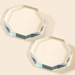 Seajan 2 Pcs Glass Paperweight Clear Glass Tiles Paperweight Decorative Block for Home Decor Crafts Projects Ornaments Book (Octagon)