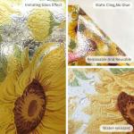 Flortlias Pre Cut Square Window Privacy Film Tiles, Frosted Stained Glass Window Cling Static Cling for Bathroom Glass Door UV Protection, Summer Sunflower 12 Tiles