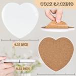 24 Pieces Sublimation Coasters, GOH DODD Glossy Ceramic Tiles Glazed Blanks with Cork for Valentine‘s Day DIY Alcohol Ink Heat Transfer Painting Housewarming Gifts Wedding Arts Crafts, Heart, 4 Inch