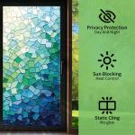 SHENGYUMY Mosaic Window Film Blue Green Gradient Static Cling Privacy Window Sticker No Glue Frosted Glass Covering UV Blocking Decorative Film for Bathroom Kitchen 17.7 x 39.3 Inch