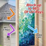 SHENGYUMY Mosaic Window Film Blue Green Gradient Static Cling Privacy Window Sticker No Glue Frosted Glass Covering UV Blocking Decorative Film for Bathroom Kitchen 17.7 x 39.3 Inch