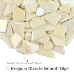 Youway Style Iridescent Cream Glass Mosaic Tiles for Crafs Bulk,200g Broken Stained Glass Pieces for Crafts DIY Mosaic Art Decor