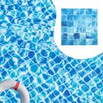 Hand-Painted Ice Blue Glass Mosaic Tile 12x12 Inch – 8 Sheets UV-Resistant & Scratch-Proof for Pool, Kitchen Backsplash, Bathroom Shower, Spa, Fountain – Waterproof Polished Modern Tile.