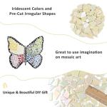 Youway Style Iridescent Cream Glass Mosaic Tiles for Crafs Bulk,200g Broken Stained Glass Pieces for Crafts DIY Mosaic Art Decor