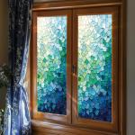 SHENGYUMY Mosaic Window Film Blue Green Gradient Static Cling Privacy Window Sticker No Glue Frosted Glass Covering UV Blocking Decorative Film for Bathroom Kitchen 17.7 x 39.3 Inch