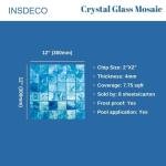 Hand-Painted Ice Blue Glass Mosaic Tile 12x12 Inch – 8 Sheets UV-Resistant & Scratch-Proof for Pool, Kitchen Backsplash, Bathroom Shower, Spa, Fountain – Waterproof Polished Modern Tile.