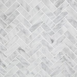Carrara White Marble Mosaic Herringbone Tile Pack