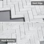 Carrara White Marble Mosaic Herringbone Tile Pack