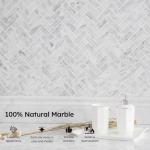 Carrara White Marble Mosaic Herringbone Tile Pack