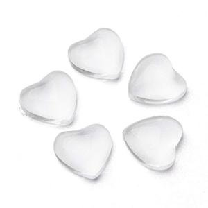 Craftdady 200Pcs Clear Glass Heart Cabochons 12x12mm Flat Back Transparent Dome Tile Cabochons for Photo Jewelry Making