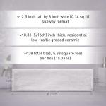 White Ceramic Shower Floor Tile 2.5" x 8