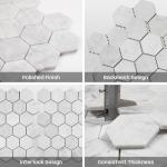 Carrara White Marble Mosaic Tile, 2 Inch Hexagon