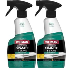 Weiman Disinfectant Granite Daily Clean & Shine - 12 fl oz (2 Pack) Safely Clean Disinfect and Shine Granite Marble Soapstone Quartz Quartzite Slate Limestone Corian Laminate Tile Countertop